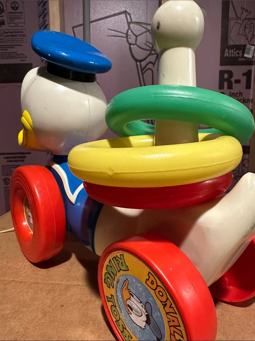 Vintage Donald Duck Ring Toss Pull Toy